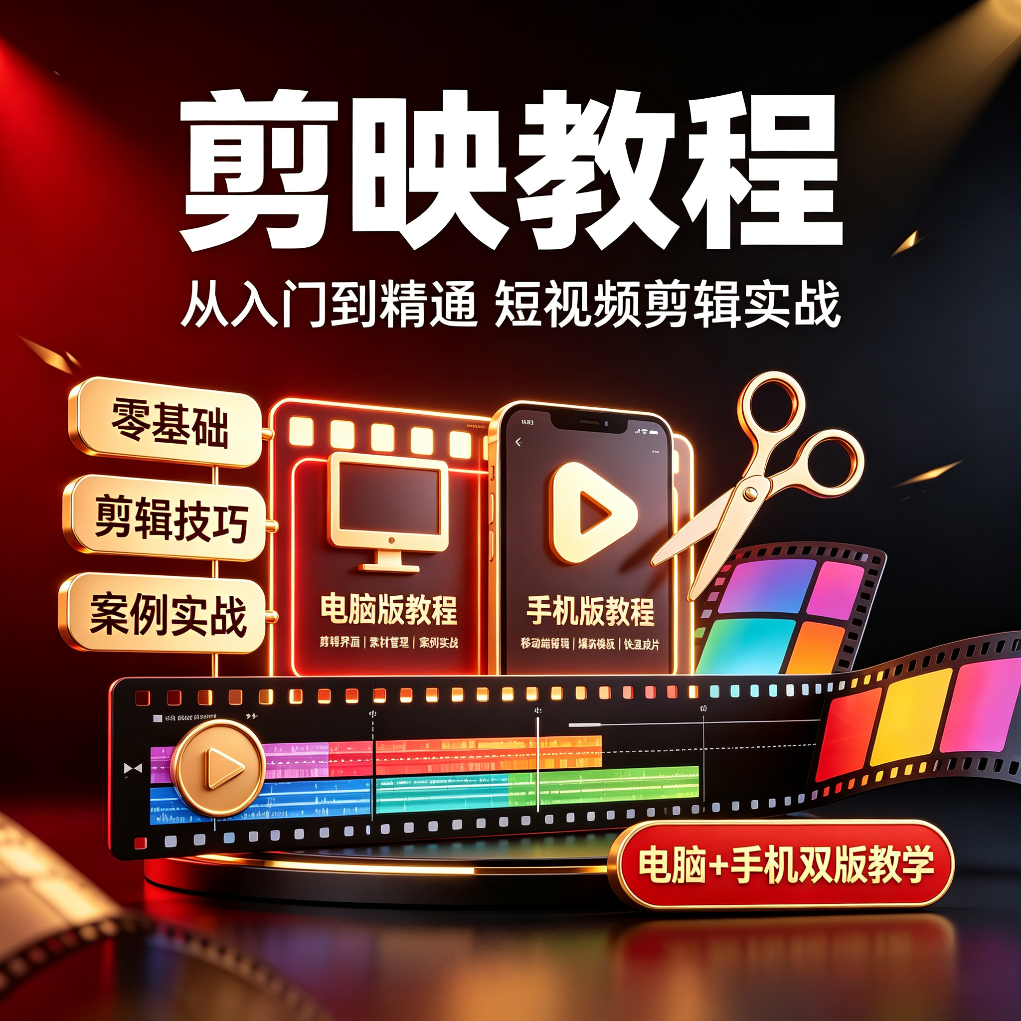 剪映保姆级教程手机电脑双版本零基础剪辑从入门到精通短视频课程-linclaw·灵爪AI社区